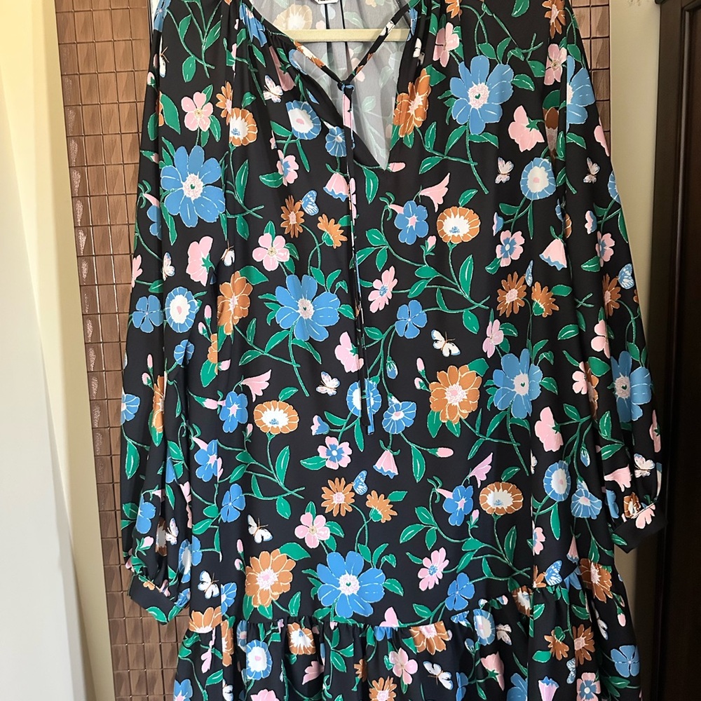 Kate Spade Blue and White Long Sleeve Sundress